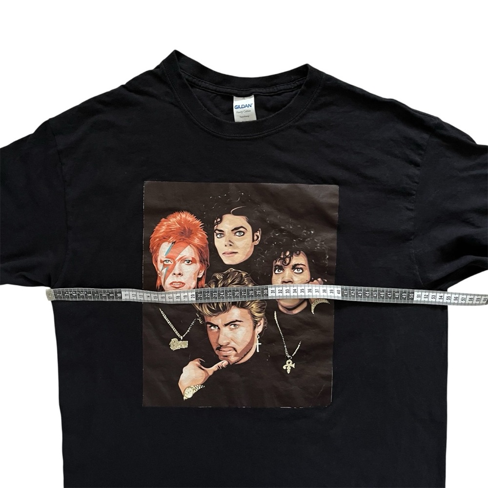 Bowie George Michael Prince Michael Jackson Big Print Graphic T-Shirt Size Large - Picture 7 of 9